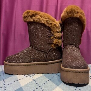 Glaze Brown Glitter Winter Boots